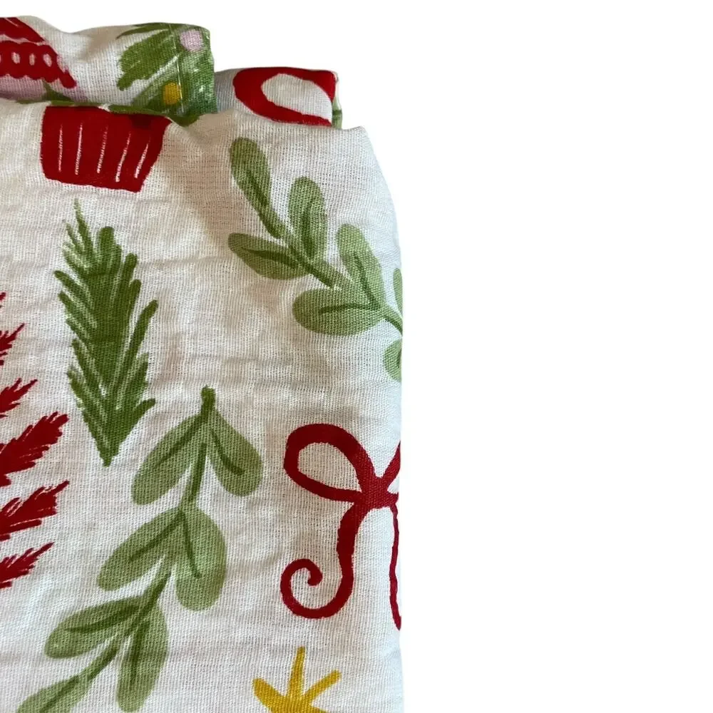 Envogue Christmas Shower Curtain 72x72 Holiday Holly Berry Bow Ornament NEW